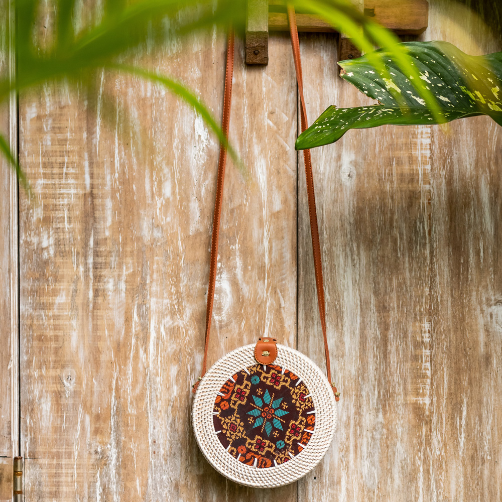 度假風編織圓扁包